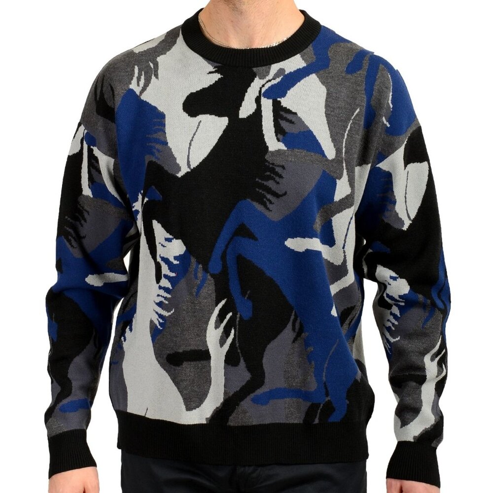 Scuderia Ferrari Men's "Jacquard Camouflage" Knit Wool Sweater US S IT 48